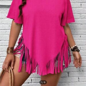 Fringe Hem Pink Top